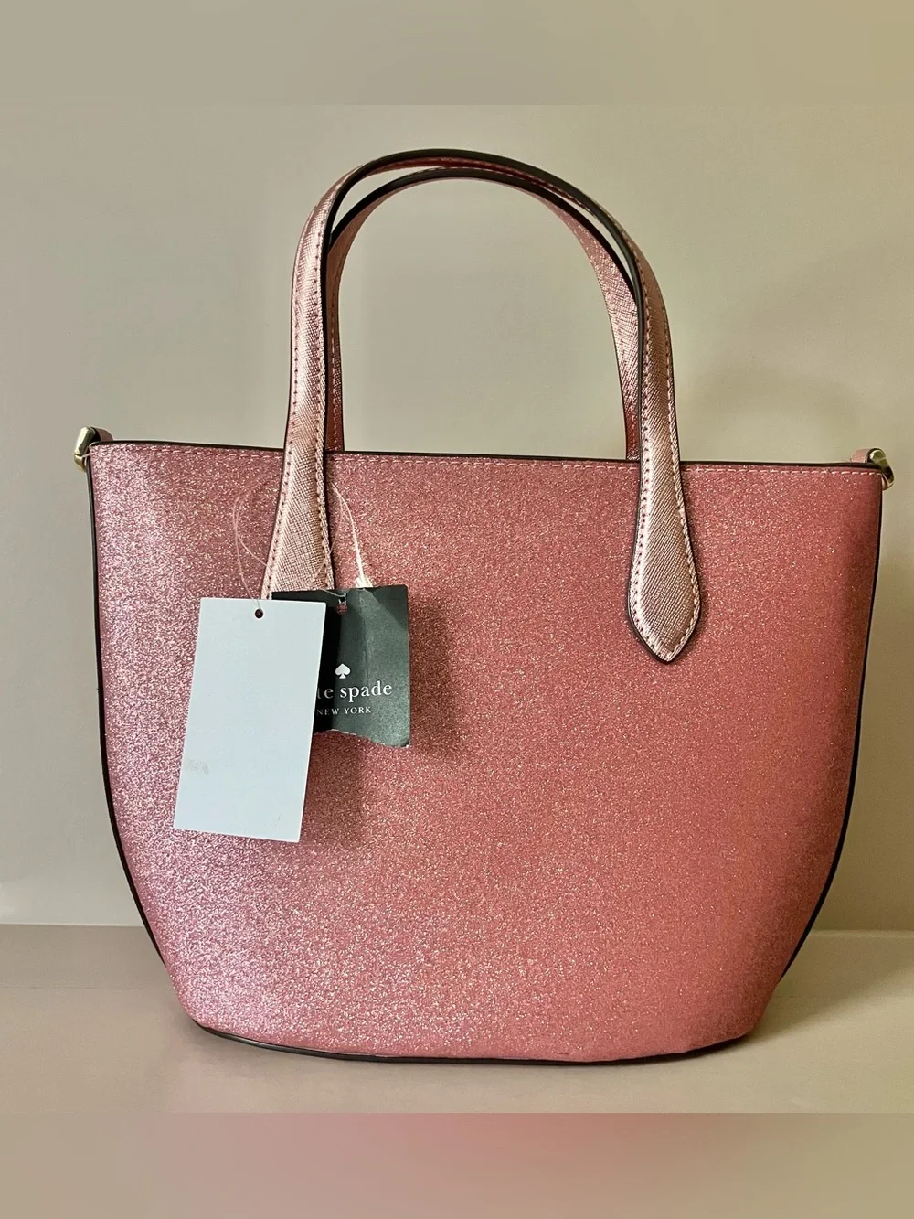 Kate Spade New York Mitten‎ Pink Glimmer Leather Satchel Handbag NWT